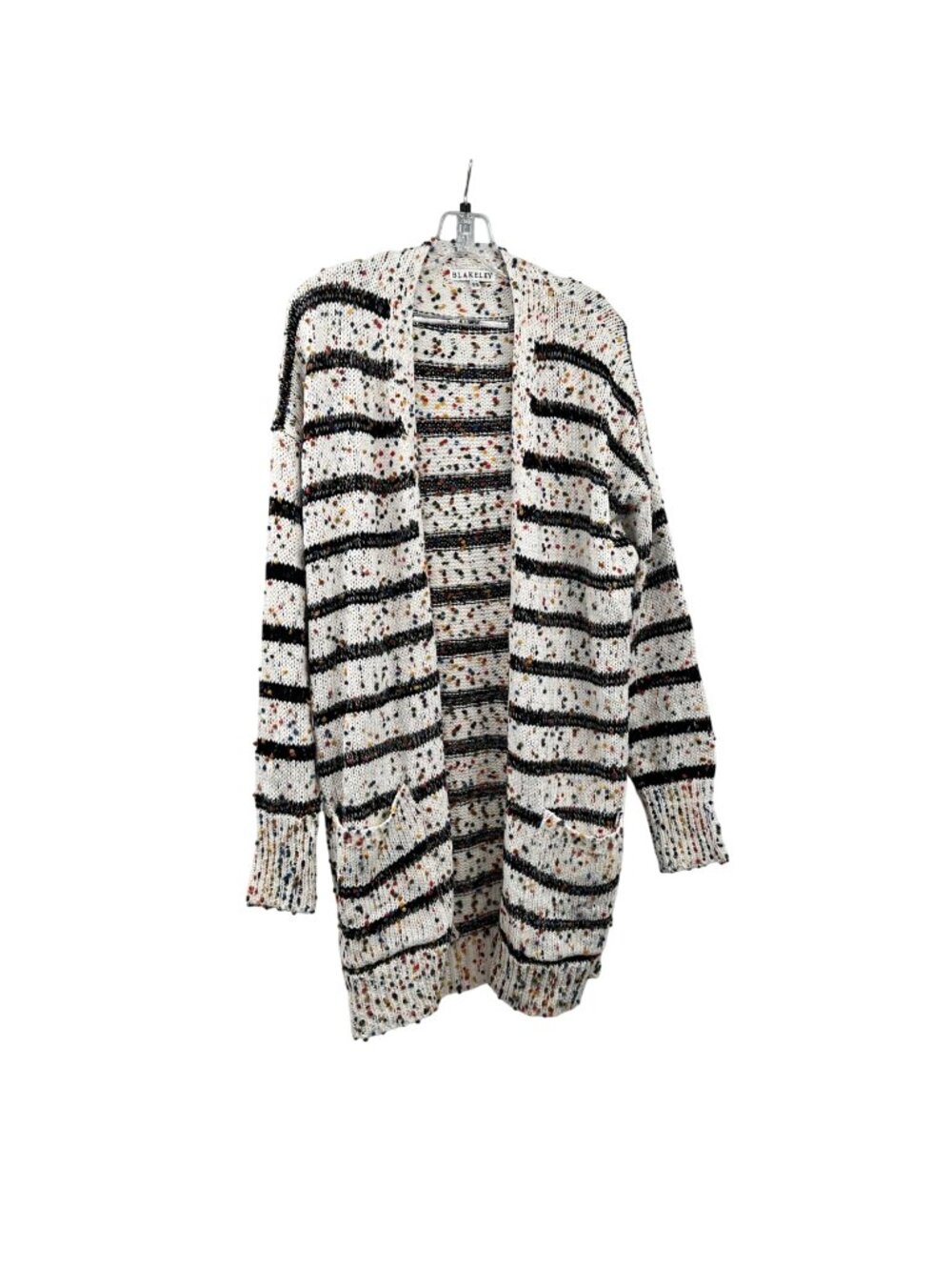 BLAKELY Womens Knit Duster Cardigan Striped/Speckled Open Colorful Size PS
